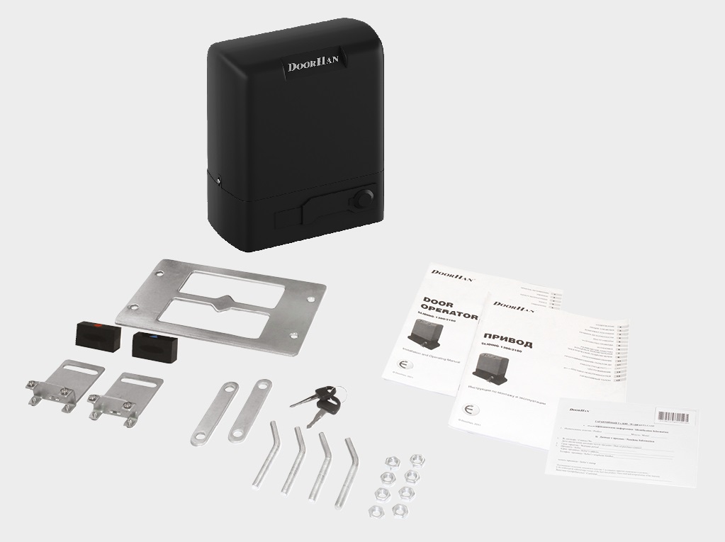 Электропривод, мaгнитные концевые выключaтели, монтaжное основание, крепежные элементы.